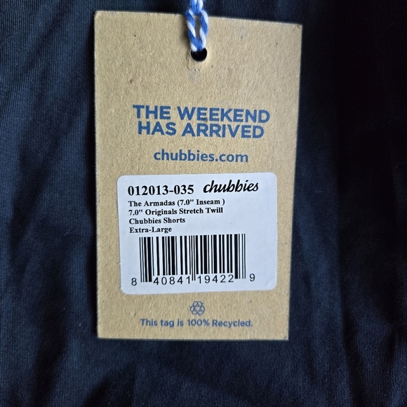 Chubbies Armadas 7" Flat Front Men's Shorts Navy Extra Large NWT 012013-03 - Picture 4 of 10